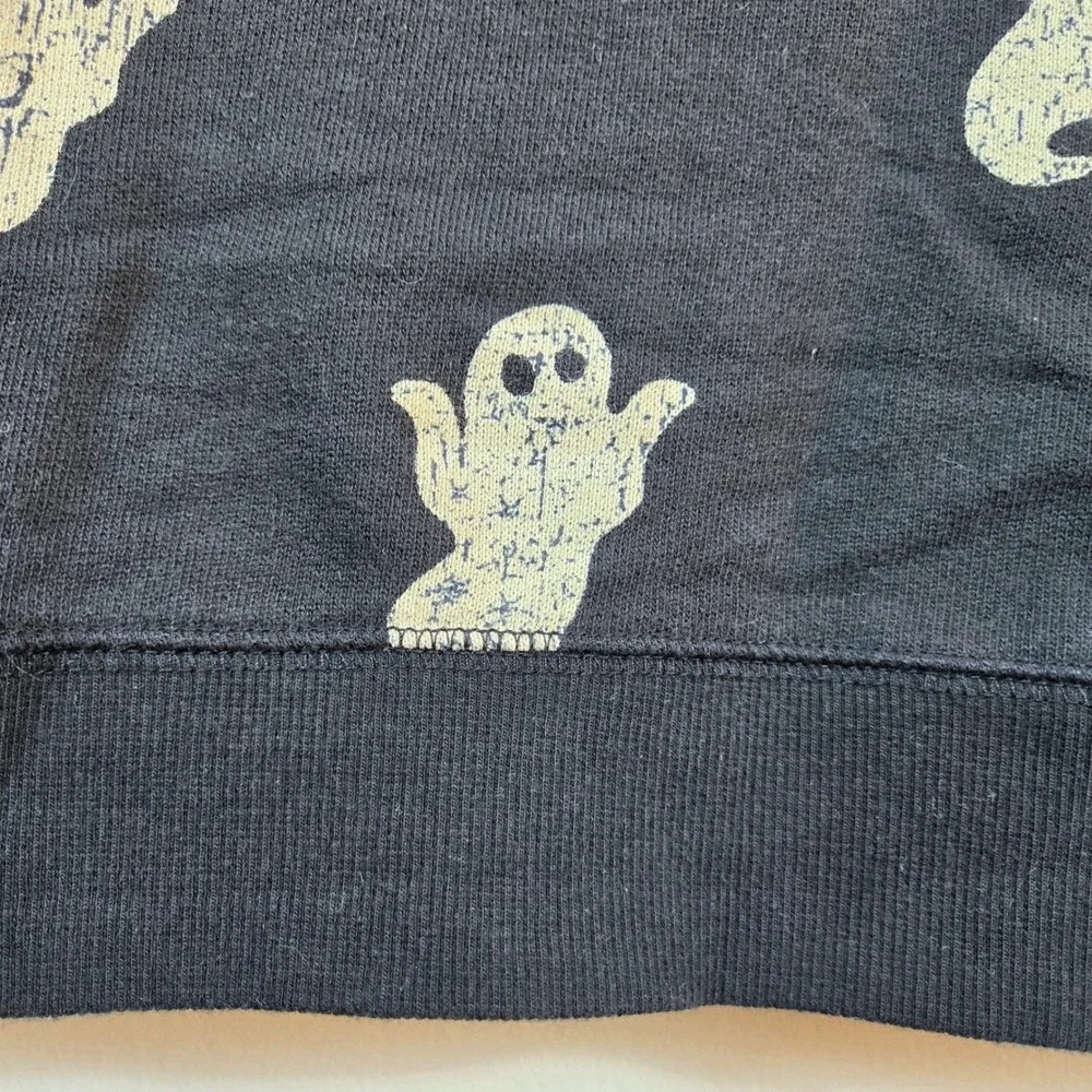 Gymboree Boys Black Ivory Allover Ghost Print Spooky Crewneck Sweatshirt XL NEW